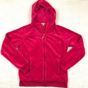Juicy Couture Pink Velvet Zip-up Sweater w/ Hood